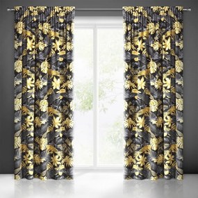 Gyönyörű fekete és sárga blackout sötétítő függöny kötőszalagon 140 x 270 cm