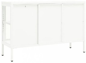 fehér acél és üveg tálalószekrény 105 x 35 x 70 cm