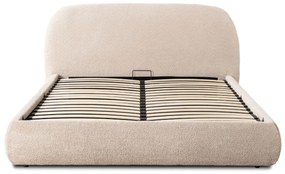 Bézs Bouclé Franciaágy Ágyneműtartóval. 160×200 ROSSO