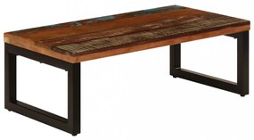 tömör újrahasznosított fa és acél dohányzóasztal 100x50x35 cm