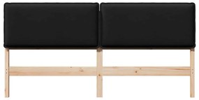 Kárpitozott fejtámla Természetes és fekete 180 cm Tömör fenyőfa