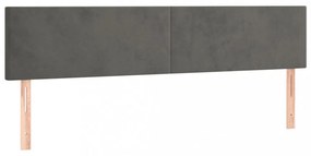 sötétszürke bársony rugós és LED-es ágy matraccal 200x200 cm