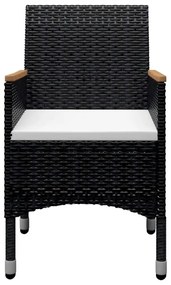 9 részes fekete polyrattan és tömör fa kerti étkezőgarnitúra