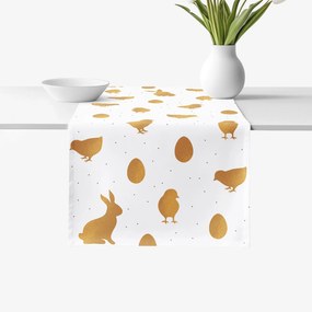Goldea húsvéti asztali futó - extra erős 100% - os pamut - a húsvét arany szimbólumai 20x120 cm