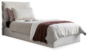 Bézs kárpitozott egyszemélyes ágy tárolóhellyel, ágyráccsal 90x200 cm Sleepy Luna – Miuform
