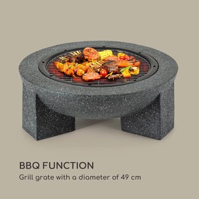 Troja, tűzrakóhely, grill, Ø 75 cm, szikrafogó, acél, műkő, MgO, tűzálló
