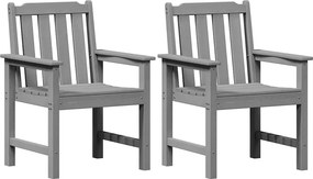 vidaXL Kerti étkezőszék 2 pcs Világosszürke 65,5 x 59 x 88 cm HDPE