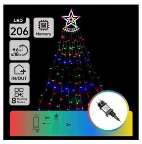 Aigostar - LED RGBY kültéri karácsonyi dekoráció 206xLED/6W/230V 2m IP44
