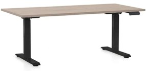 Állítható magasságú asztal OfficeTech C, 160 x 80 cm, fekete alap, tölgy
