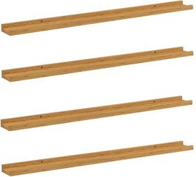 vidaXL Falpolc polcokkal tárolóval 4 pcs Bézs 100 x 9 x 3 cm Faanyag