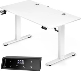 FLEXI állítható magasságú irodai íróasztal, 140x60x72–117cm, fehér Casaria