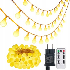 Karácsonyfa Lámpa Távirányító Golyók 100 Led Meleg Fehér Karácsonyi 15m