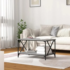 Szürke sonoma szerelt fa és vas dohányzóasztal 80 x 50 x 45 cm