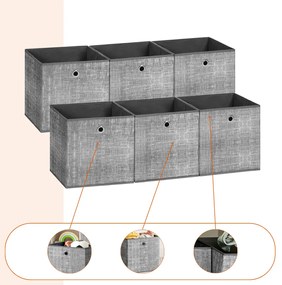 GARY tárolódoboz, 6 db, 30x30x30cm, szürke SongmicsHome