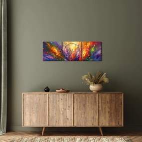 Kép - A virágok absztrakciója (órával) (90x30 cm)