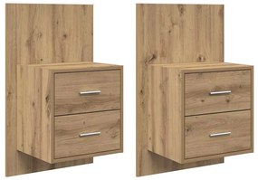 vidaXL Fali éjjeli szekrény 2 pcs Artisan tölgy 48,5 x 32,5 x 80 cm