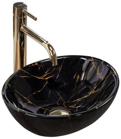Pultos mosdó Rea Sofia Mini Black Marble Shiny