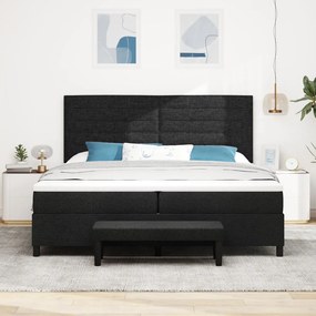 Boxspring ágy matraccal &amp; paddal Fekete 200x200 cm Szövet