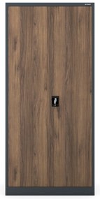 Fém iratszekrény JAN H, 900 x 1950 x 400 mm, Eco Design: antracit/ dió