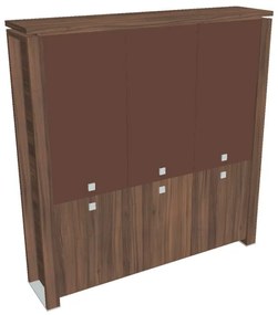 Verno+ magas szekrény 200 x 46 x 210 cm, kombinált ajtó, dió / barna
