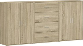 vidaXL 3 db sonoma tölgy színű szerelt fa tálalóasztal 60 x 31 x 84 cm