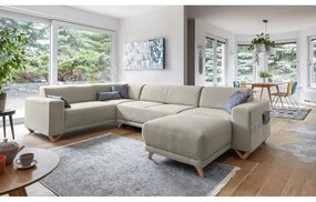 Bézs kinyitható-tárolóhelyes sarokkanapé (bal oldali-U alakú) Classy Sophie – Miuform