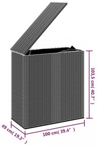 barna polyrattan kerti párnatartó doboz 100 x 49 x 103,5 cm