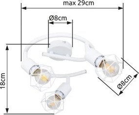 Globo 54802W-3 Mennyezeti spotlámpa, fém fehér, fehér fém rács, ø:230mm, M:180mm, 3xE14 40W 230V izzók nélkül