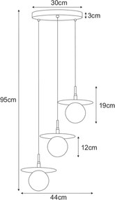 KAJA K-5385 FERMI Fekete Színű Függeszték 3xG9 10W IP20