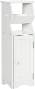 Kleankin Helytakarékos Fehér MDF Fürdőszobai Szekrény WC Papír Tárolóval, 19x15x56 cm | Aosom