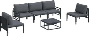 vidaXL Kerti Kanapé Szett párnával 6 pcs Fekete Acél