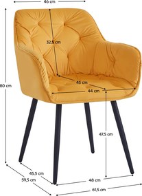 Dizájnos fotel, sárga Velvet szövet, FEDRIS NEW