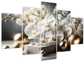 Kép - Orchidea és aranygolyók (150x105 cm)