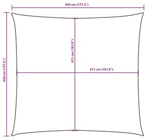 piros négyzet alakú oxford-szövet napvitorla 4,5 x 4,5 m