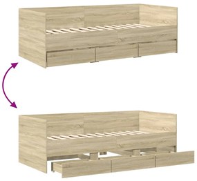sonoma tölgy kanapéágy fiókkal matrac nélkül 75x190 cm
