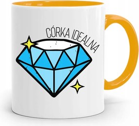 Sárga Bögre Ajándék Lányának Tökéletes Nyomtatott Fényképpel