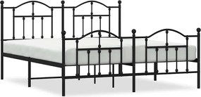 vidaXL fekete fém ágykeret fej- és lábtámlával 183 x 213 cm