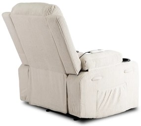 Elektromosan Vezérelhető Masszázsfunkciós Relaxfotel Bézs Kordbársony Kárpittal. BOX 2