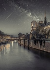 Poszter 50x70cm Notre-Dame de Paris éjszaka, Assaf Frank