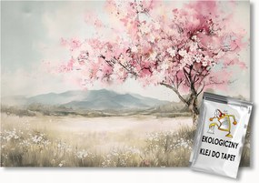 Fotótapéta Flizelina Akvarell Tavasz Fa Virágzó Cseresznye 400x280 ragasztó