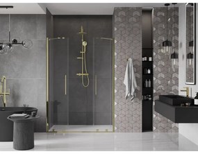 Mexen Velar Duo, nyitható tolóajtó 150x200 cm, 8mm átlátszó üveg, arany fényes, 871-150-000-02-50
