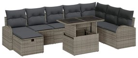 vidaXL Kerti Kanapé Szett párnával tárolóval 9 pcs Szürke Poli rattan