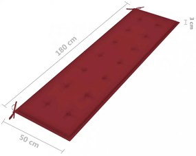 bordó oxford szövet kerti padpárna 180 x 50 x 3 cm
