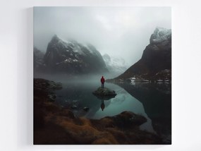 Vászonkép Canvas Norvégia Hegyek Fjord Tél Ember Magány 40x40