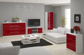 TV asztal Dariel  (fehér + fényes piros). 1069771