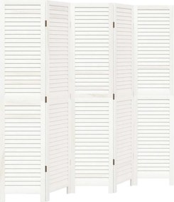 vidaXL 5 paneles fehér tömör császárfa térelválasztó