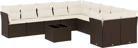 vidaXL 11 részes barna polyrattan kerti ülőgarnitúra párnákkal