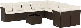 vidaXL 11 részes barna polyrattan kerti ülőgarnitúra párnákkal