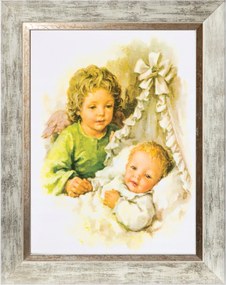 Őrangyal Szakrális Kép Fehér Díszkeretben 30X40