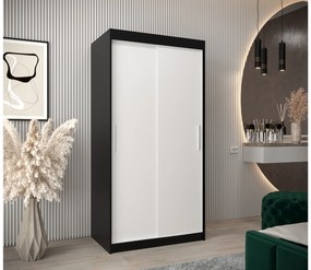 Ruhásszekrény 100 cm Toki (matt fekete + matt fehér). 1064793